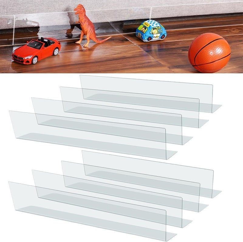 MOHOLD Store 8 Pack Under Couch Blocker 15.8" L x 3.2" H Under Bed Blocker Gap Bumper Stop Toys Safety PVC Adjustable Clear Couch Guards Toys Blocker for Furniture Sofa Barrier with Strong Adhesive - Image 1